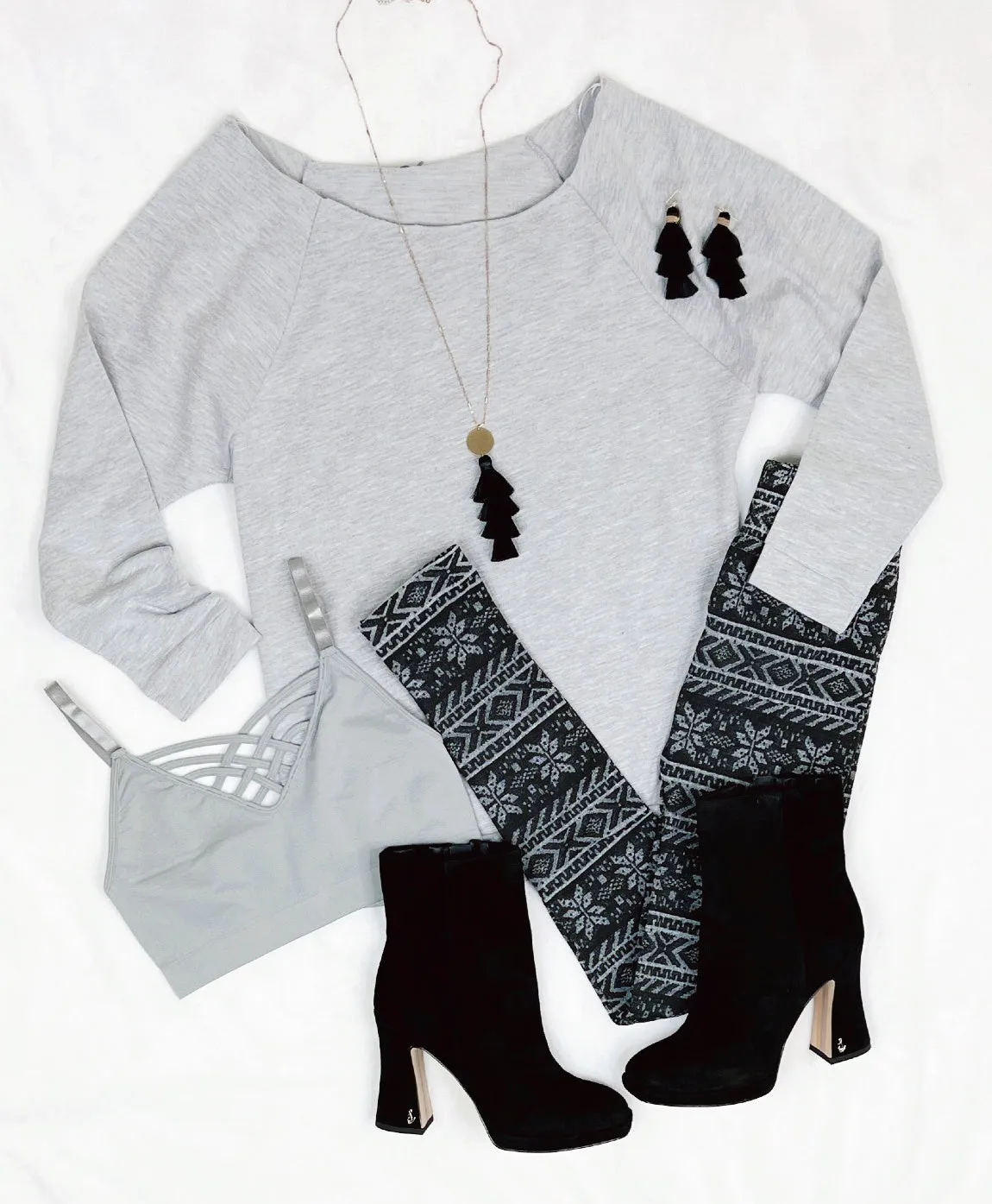 Raw Hem Off The Shoulder - Grey