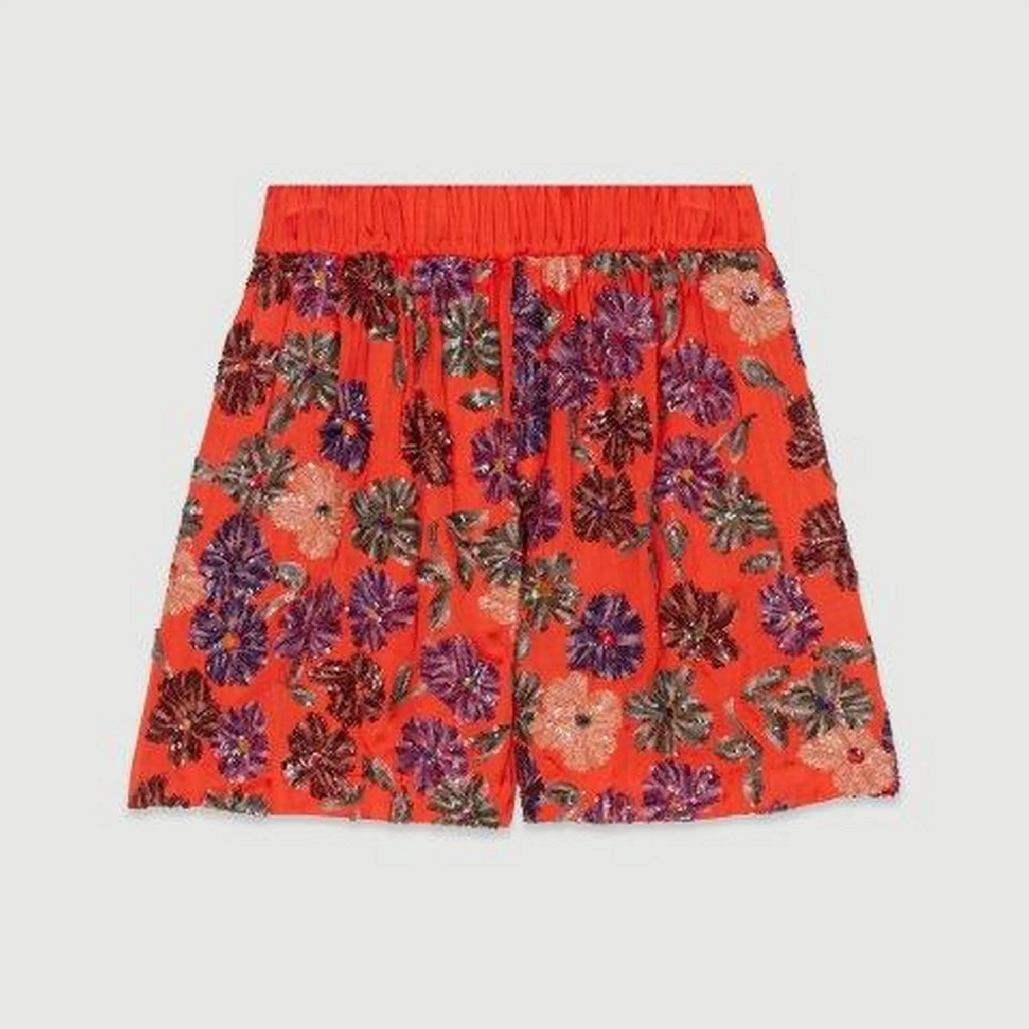 Short With Sequin Embroidery - Coral