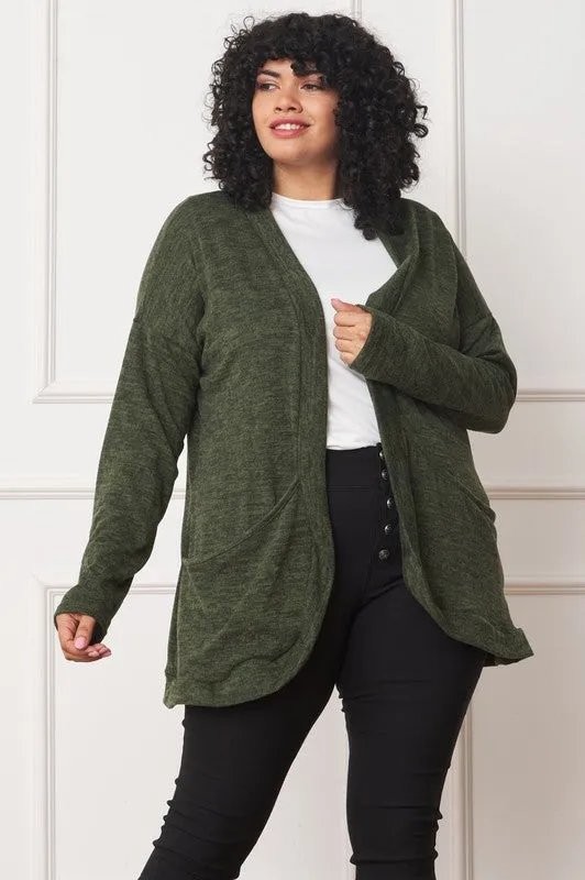 Solid Drape Pocket Cardigan