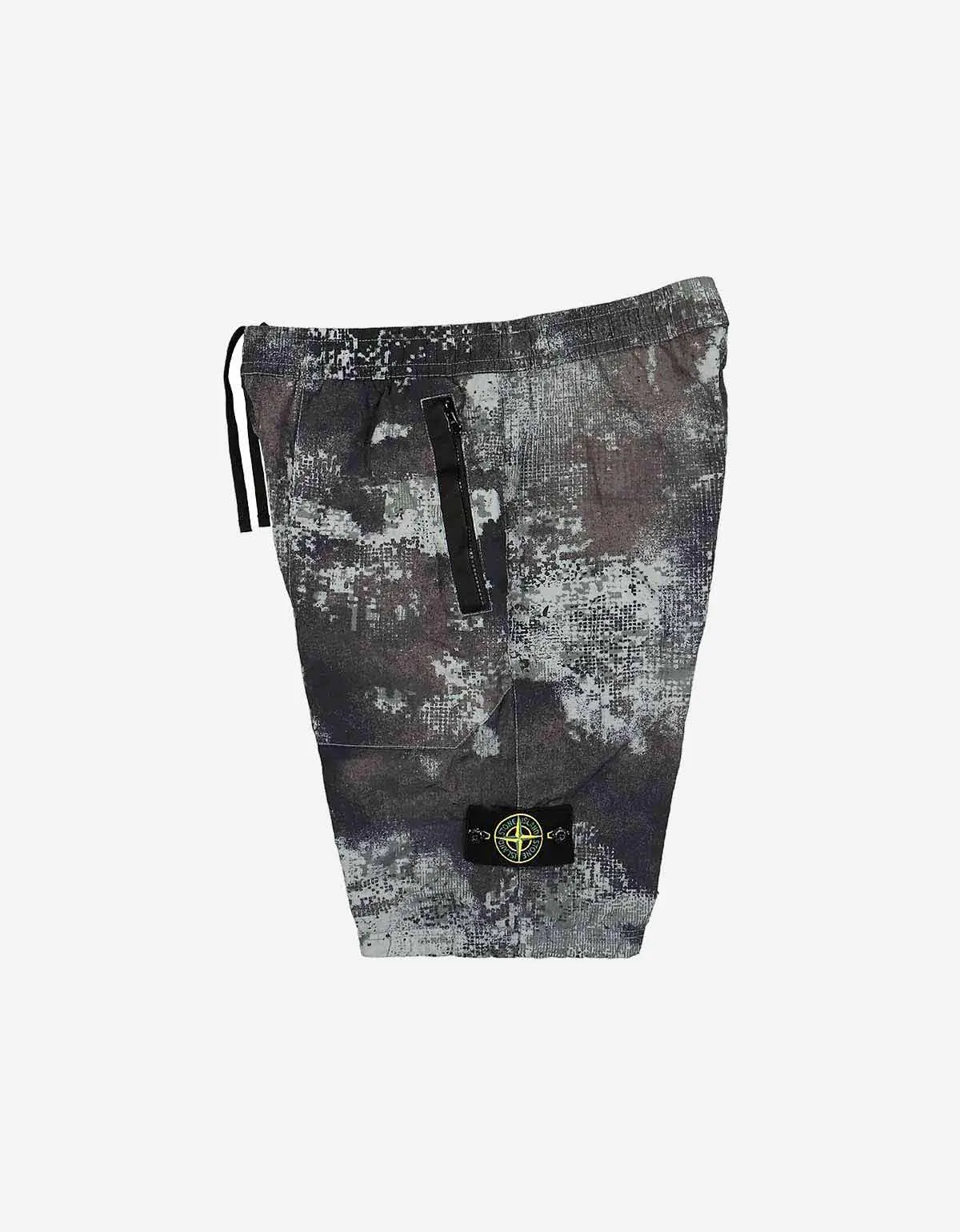 Stone Island Grey Camo Mesh Bermuda Comfort Shorts