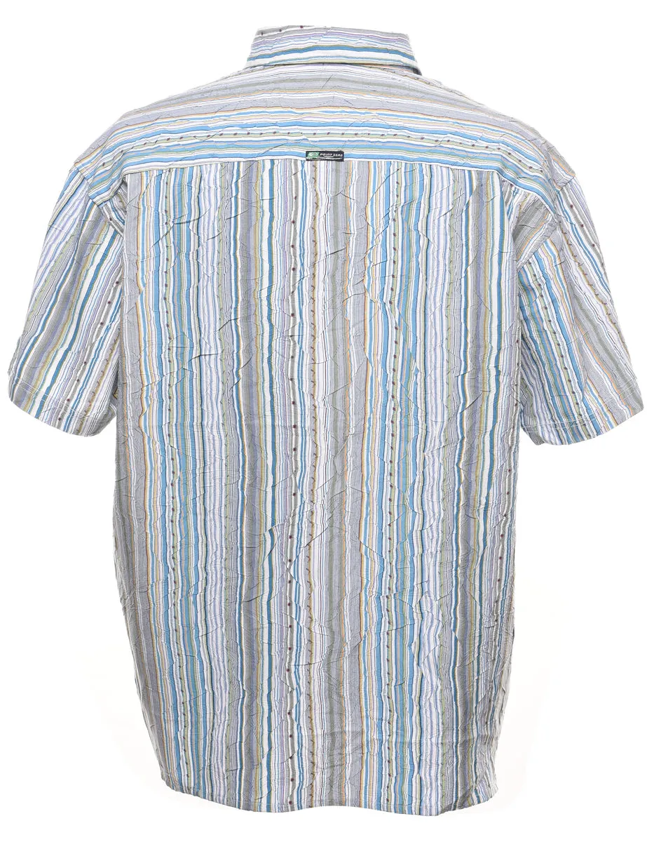 Striped Short Sleeve 1990s Shirt - L