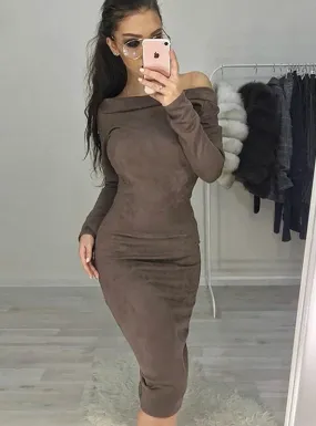 TastyHottie - Long Sleeve off shoulder Women mid-calf Dress