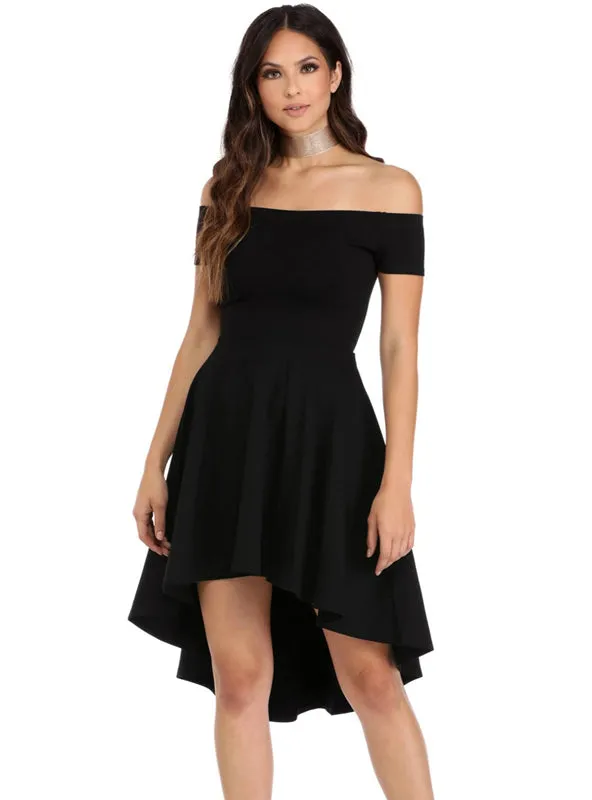 TastyHottie - Off the Shoulder Short Sleeves Knee-length A-Line dress