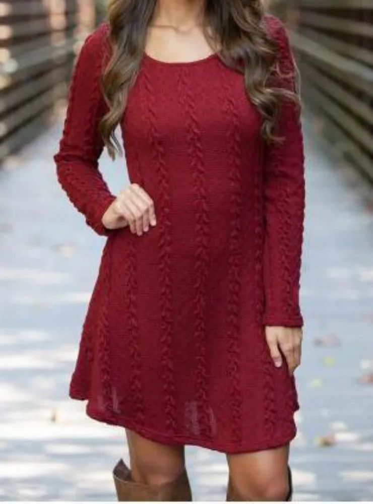 TastyHottie - Short Sweater Dress Female Autumn Winter Long Sleeve