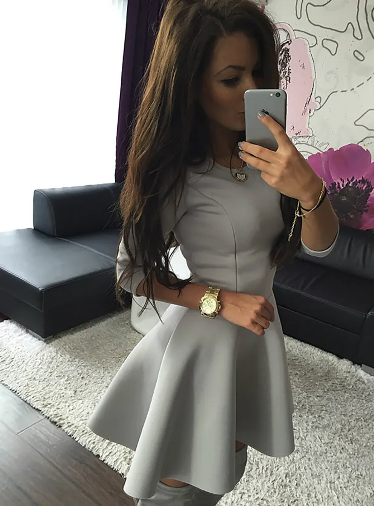 TastyHottie - Spring Women Dress Bodycon Ruffles O Neck Office Dresses