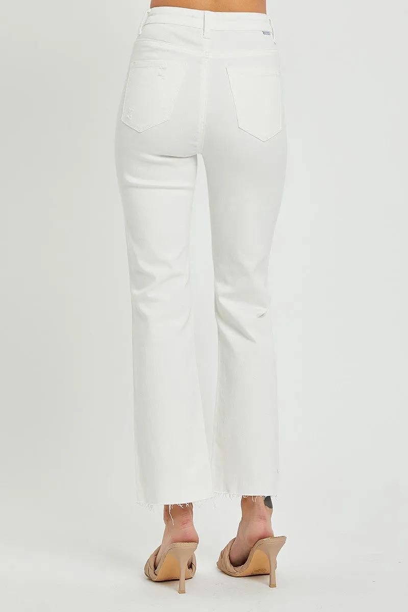 White High Rise Straight Pants