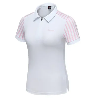 Women Striped Patchwork Golf Shirt