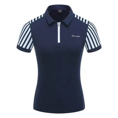 Women Striped Patchwork Golf Shirt