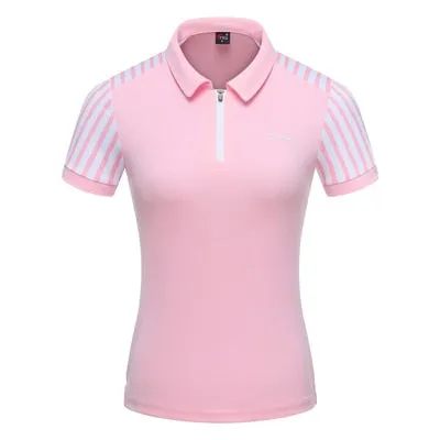 Women Striped Patchwork Golf Shirt